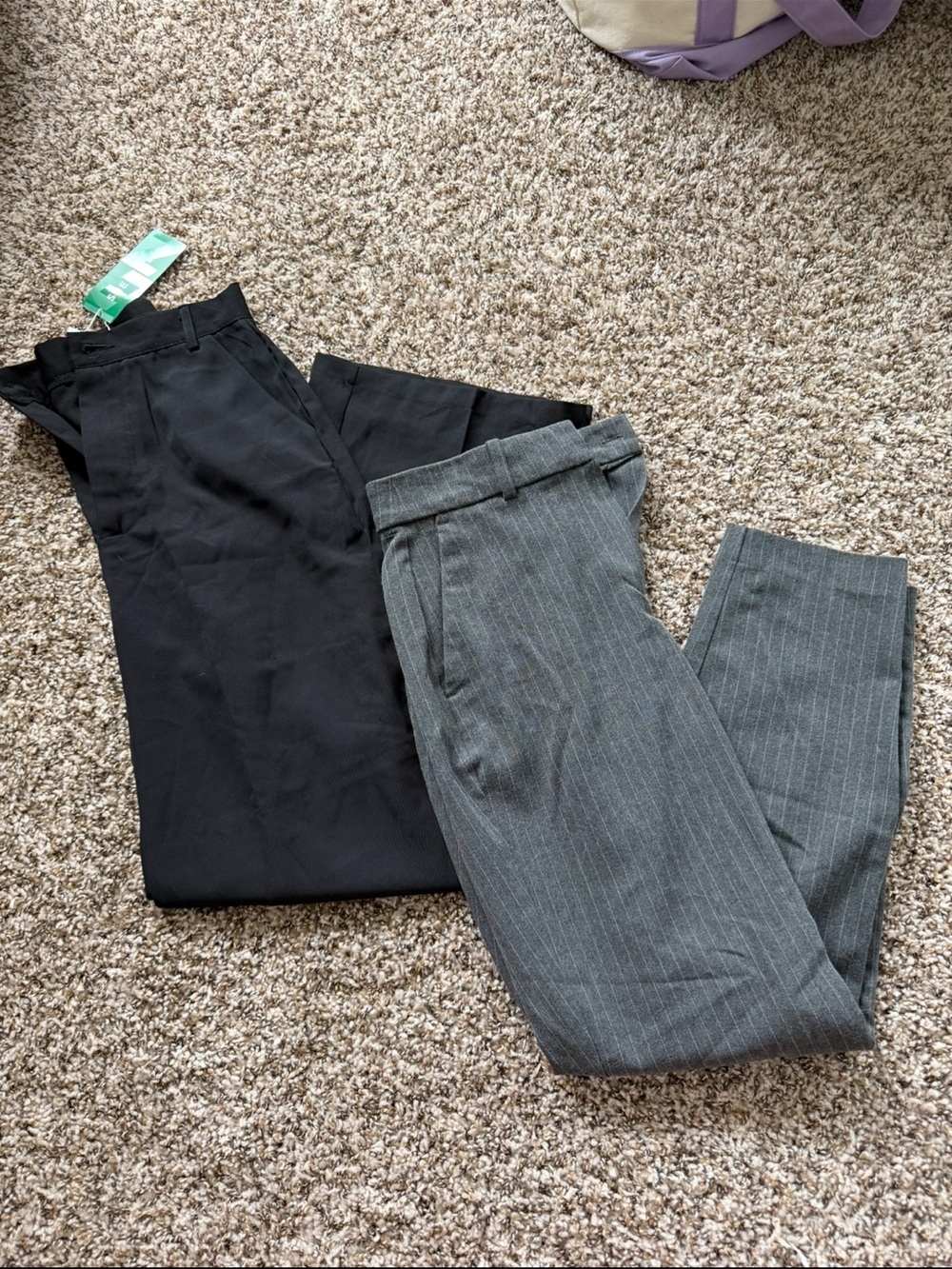 Black & gray pinstripe work pants bundle